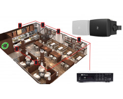 Акустическая система для ресторана, кафе 6 настенных колонки AUDAC WX302